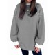 thumbnail image 2 of Camiseta de Larga Extragrande para Mujer, Túnica A Rayas con Bloques de Color, Sudadera Holgada de Otoño con Cuello Redondo y Negro XL, 2 of 8