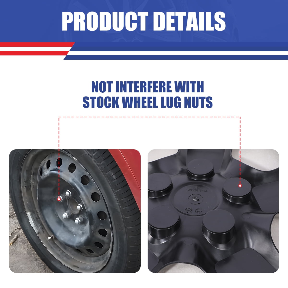 Hubcaps with Decoration nuts 16 inch for Nissan Rogue/Rogue Select 2008-2015 Wheel Rim Covers(Set of 4,Black Matte)