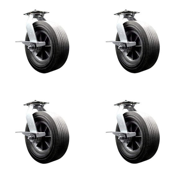 BBQ Smoker Grill Flat Free All Terrain 10 Inch Swivel Caster Set– Service Caster