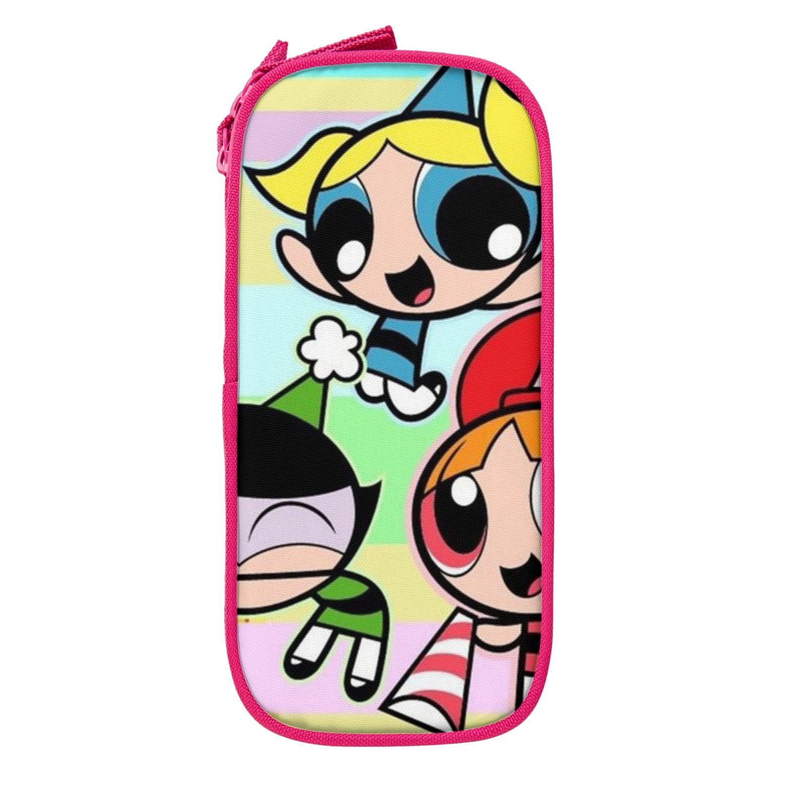 The Powerpuff Gi-rls Pencil Case Large Capacity Pencil Pouch Penbag Office Stationery Organizer Travel Makeup Bag Pink