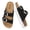 Black, variant on Women's Platform Sandals Cork Footbed with Double Buckles， Open Toe Summer Chunky Wedge Sandals Wide Width Slides Comfort Beach Clogs Sandals
