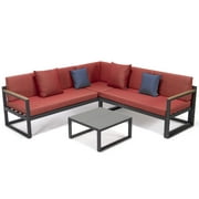 HomeStock Gothic Glamour Black Sectional With Adjustable Headrest & Coffee Table With Two Tone Cushions