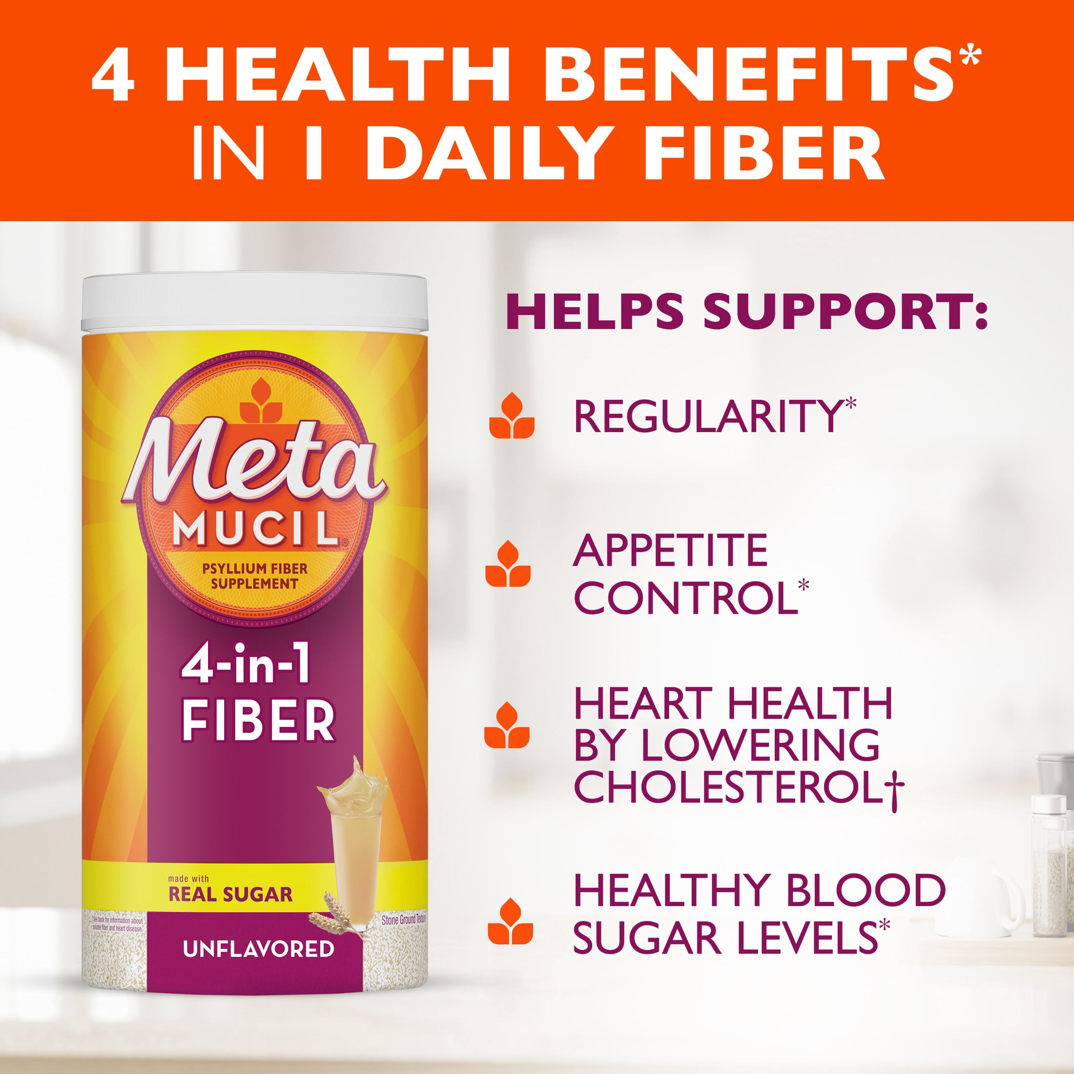Metamucil Psyllium Husk, Unflavored Original Texture, Sugar, GLP-1 Friendly Fiber>, 114tsp