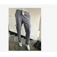 thumbnail image 4 of Men‘s Cargo Pants Pure Color Slim Fit Zipper Elastic Pocket Breathable Trousers, 4 of 4