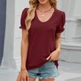thumbnail image 2 of KIHOUT Summer Tops for Women, Womens Fashion Print Tops Short Sleeve Out Blouse Funny Round Neck T-Shirt Tops (Wine 2XL), 2 of 6
