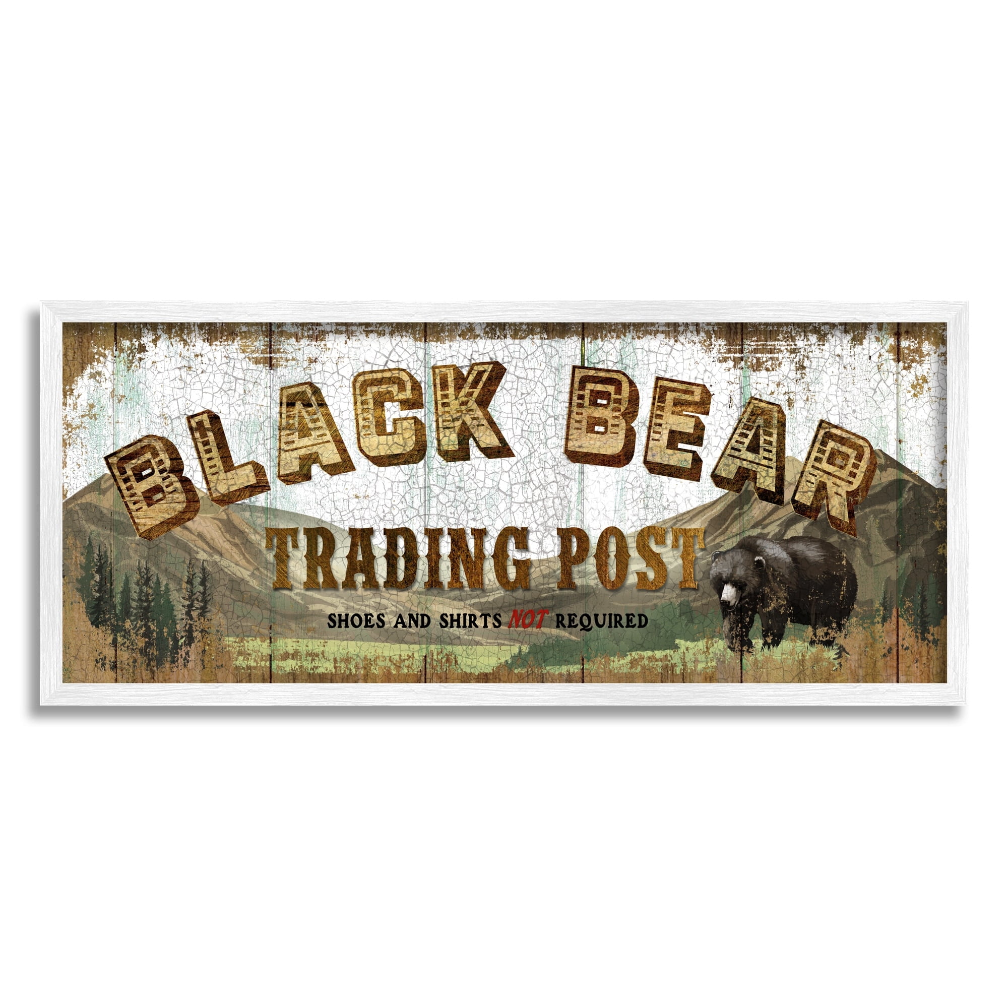 Stupell Industries Black Bear Trading Post Rustic Forest Animal, 13 x 30, Design by Conrad Knutsen