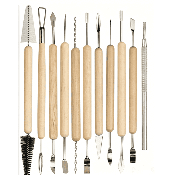 TWGRNF 11Pcs Pumpkin Carving Kit, Wooden Handle Sculpting Tools for Halloween Pumpkin DIY Craft Clay Carving Projects