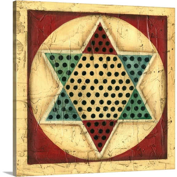 Great BIG Canvas | "Small Antique Chinese Checkers" Canvas Wall Art - 24x24