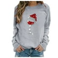 thumbnail image 2 of Babysbule Christmas Shirts for Women Casual Sweatshirts Thermal Crewneck Long Sleeve T-Shirts Loose Tops Fashion, 2 of 3