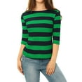 thumbnail image 3 of Dde San Patricio Camisecon mangas de codo pamujer Camisebásiinformal con cuello de barco y corte ajustado Verde oscuro M, 3 of 6