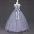 thumbnail image 4 of Girls 5-15 Years Embroidered Tulle Princess Dress Sleeveless formal Ball Gown Wedding Flower Girl Party Pageant Dress for Special Occasions Gray 14 Years, 4 of 7