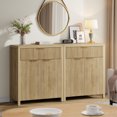 thumbnail image 4 of Laintene Sideboard Storage Cabinet, Fluted Buffet Cabinet with Adjustable Shelf and Drawer for Dining Living Room, Entryway, Natural Oak Set of 2, 4 of 9