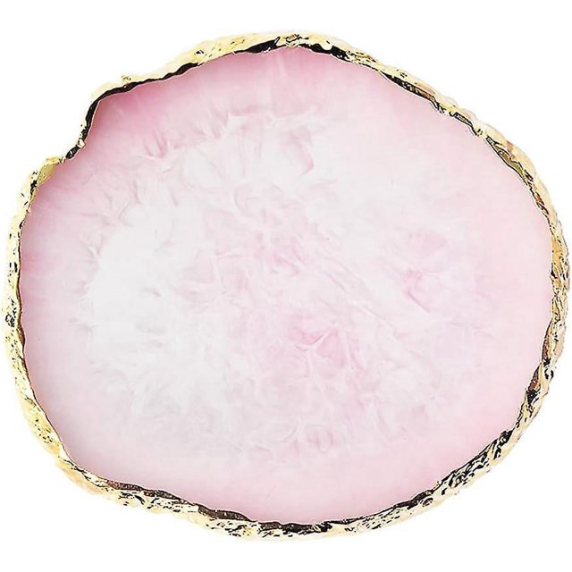 BRILLAR Práctica paleta de esmalte de uñas de resina rosa con borde dorado - Estante de pintura para manicura