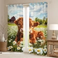 thumbnail image 2 of Castle Fairy Highland Cow Black Out Curtains,Floral Daisy Curtains Pack of 2 (42x63 Each), 2 of 6