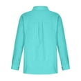 thumbnail image 5 of GXIPO Womens Button Down Shirts Dress Shirts Long Sleeve Wrinkle Free Collared Work Office Blouses Cotton Linen Tops Cyan 5XL, 5 of 6