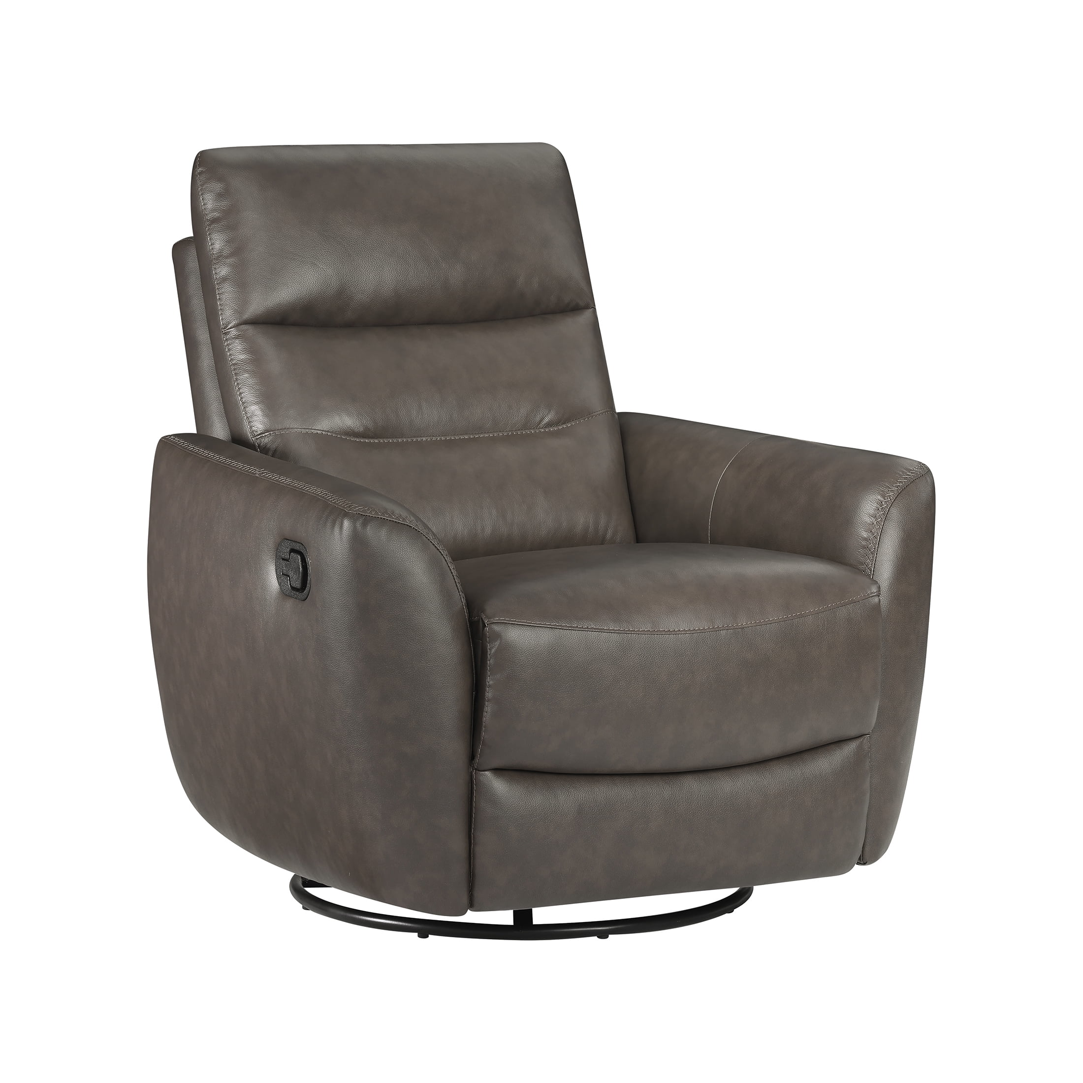 OakvillePark Ashwyn Bay Leather Match Swivel Glider Reclining Chair, Dark Brown