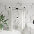 thumbnail image 2 of Naiture 54'' x 30'' D Shape Shower Curtain Rod with Ceiling or Wall Dual-Use Swivel Support, Shower Window Rod, Stainless Steel, Black Finish, 2 of 9