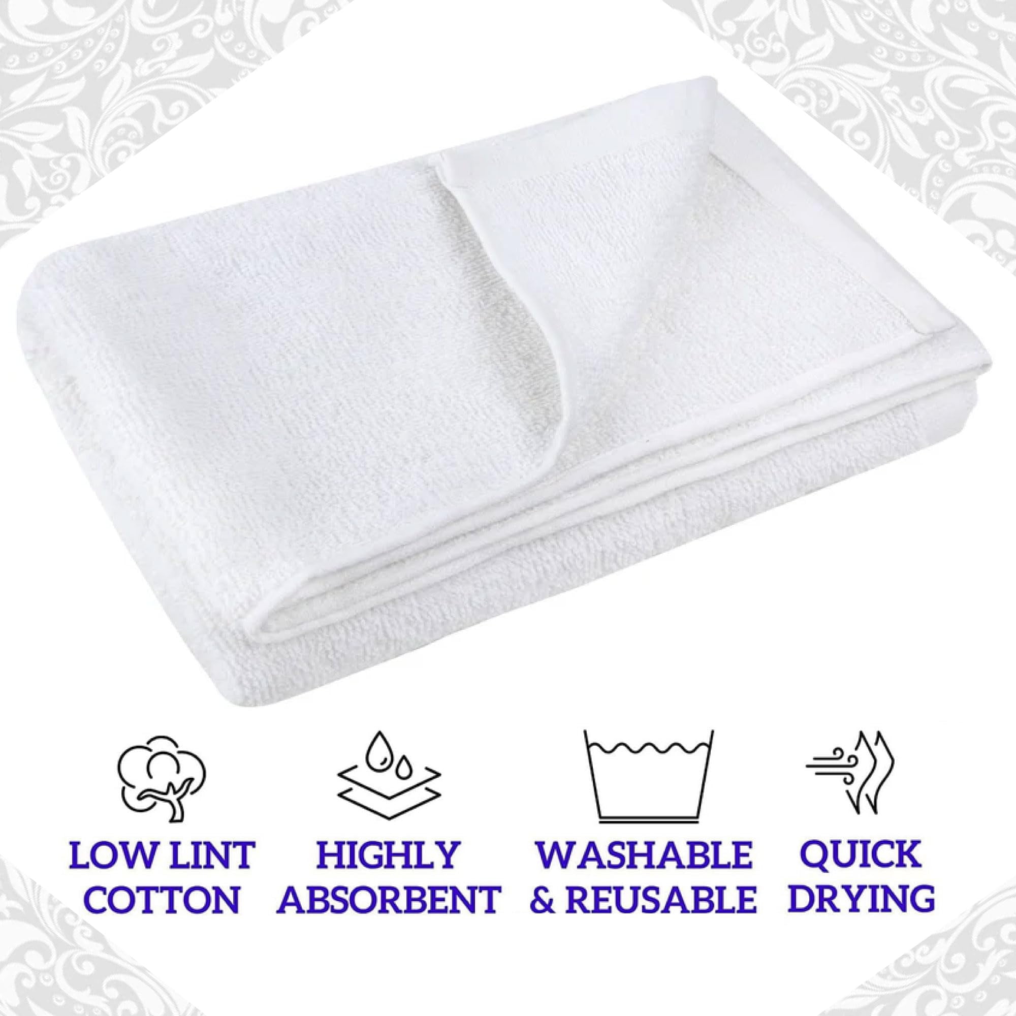 25 Pack of Bulk Wholesale 44”L x 22”W Quick Dry Machine Washable Bath Towels for Home, Dorm, Hotel, Gym, Pool, Spa, Pets, and Charity Donation in White