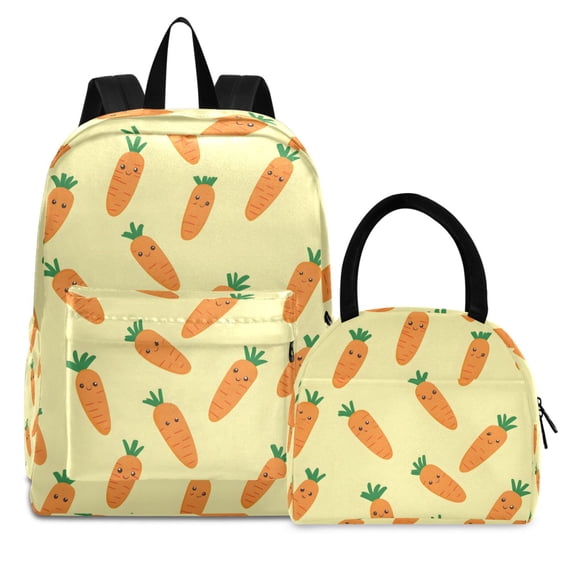 ALAZA Backpack Set Cute Carrot Elementary School Bags Student BookBag with Lunch Bag