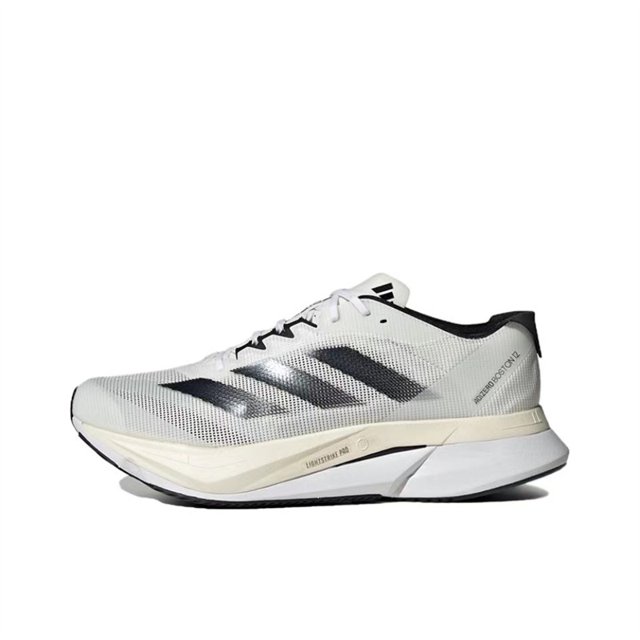 Zapatillas unisex Adizero Boston 11 12 blancas y negras cómodas de caña baja con placa de carbono para correr maratones
