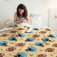 thumbnail image 3 of Football Helmet Beige Pattern Soft Sherpa Fleece Throw Blanket, Warm Cozy Plush Blanket for Sofa Bed Couch, All Season, 60"x80", 3 of 5