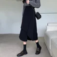thumbnail image 4 of Ropa de mujer de talla grande Falda negra tipo A para piernas pesadas Prenda holgada que adelgaza irregularmente el vientre, 4 of 5