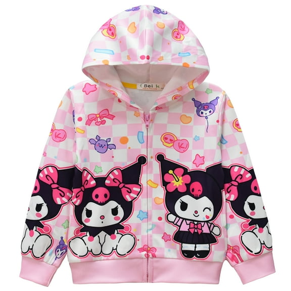 Teens Girls Cute Kuromi Zip Up Hoodie Jacket Long Sleeve Hoodies Sweatshirt with Pockets