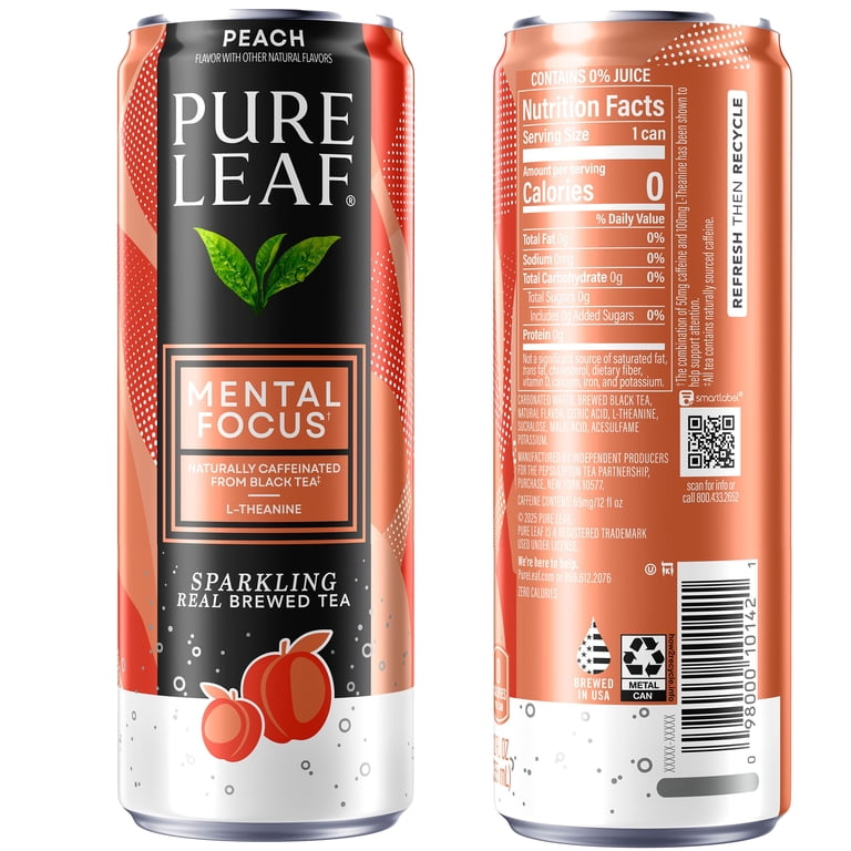 Pure Leaf Mental Focus Sparkling Peach Iced Tea, 12 fl oz, 6 Pack photo 4