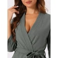 thumbnail image 4 of DARING DIVA Women's Waffle Bathrobe Soft Kimono Spa & Bath Mid-Length Robes M Grey, 4 of 6