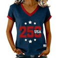 thumbnail image 2 of DHFJKG 250 Anniversary USA T Shirts For Women Short Sleeve Graphic Tee V Neck July 4Th Birthday Tshirts Soft Tops, 2 of 4