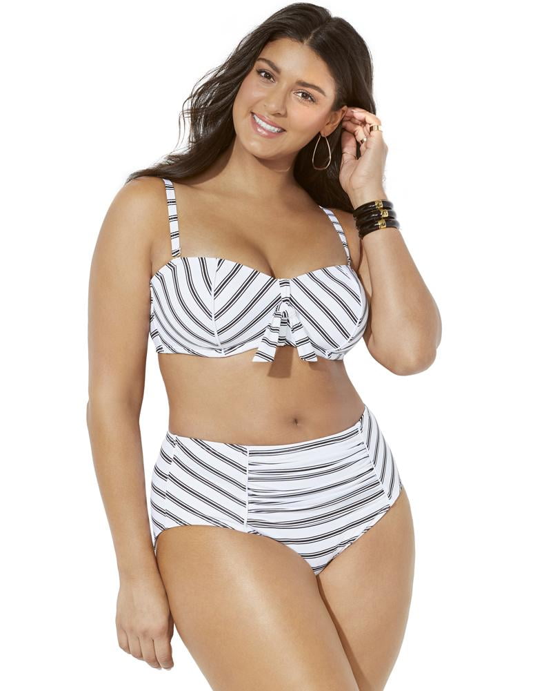lugtfri Spændende handle Swimsuits For All Women's Plus Size Scout Underwire Shirred High Waist  Bikini Set 16 Black White Stripe, Black White Stripe - Walmart.com