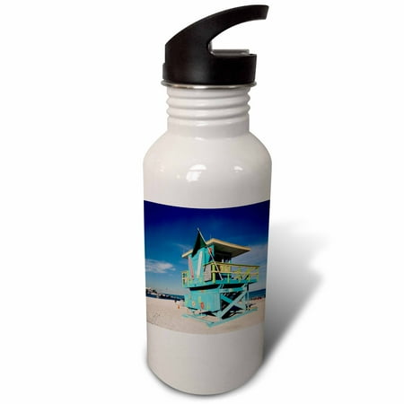 

USA Florida Miami Beach South Beach colorful lifeguard tower. 21 oz Sports Water Bottle wb-206672-1