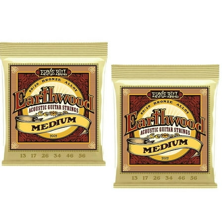 Ernie Ball Acoustic Guitar Strings 2002 Earthwood Medium 13-56 2 Pack