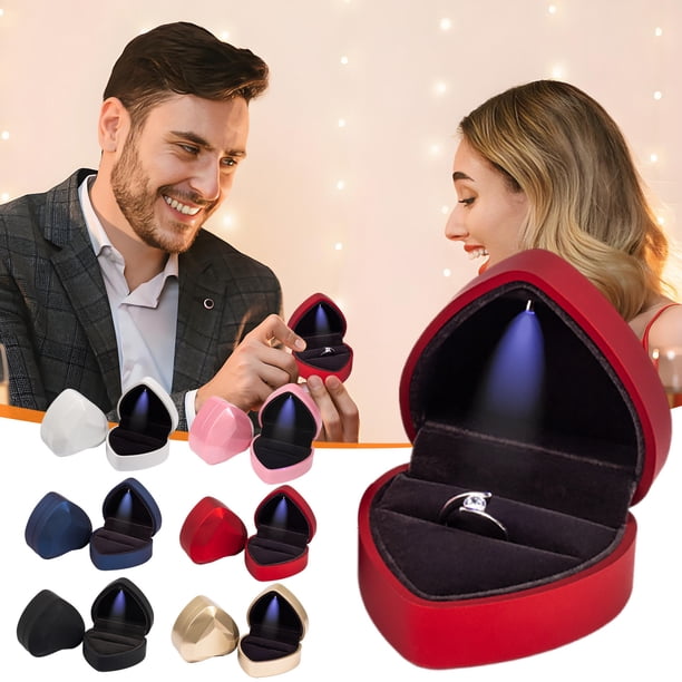 Xihbxyly Joyero En Forma de Corazón, Empaque Romántico para Regalo, Elegante Porta Anillos, Perfecto para Una Propuesta de Matrimonio o San Valentín, Decoración Elegante, Incluye Caja de Regalo, Jueg