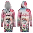 thumbnail image 3 of Hello Valentine’s Day Bichon Frise Flower Crown Romantic Pink Floral All Over Print 3D Hooded Duffle Toggle Coat Bichons Dog Lovers Gifts Idea - 00031, 3 of 6