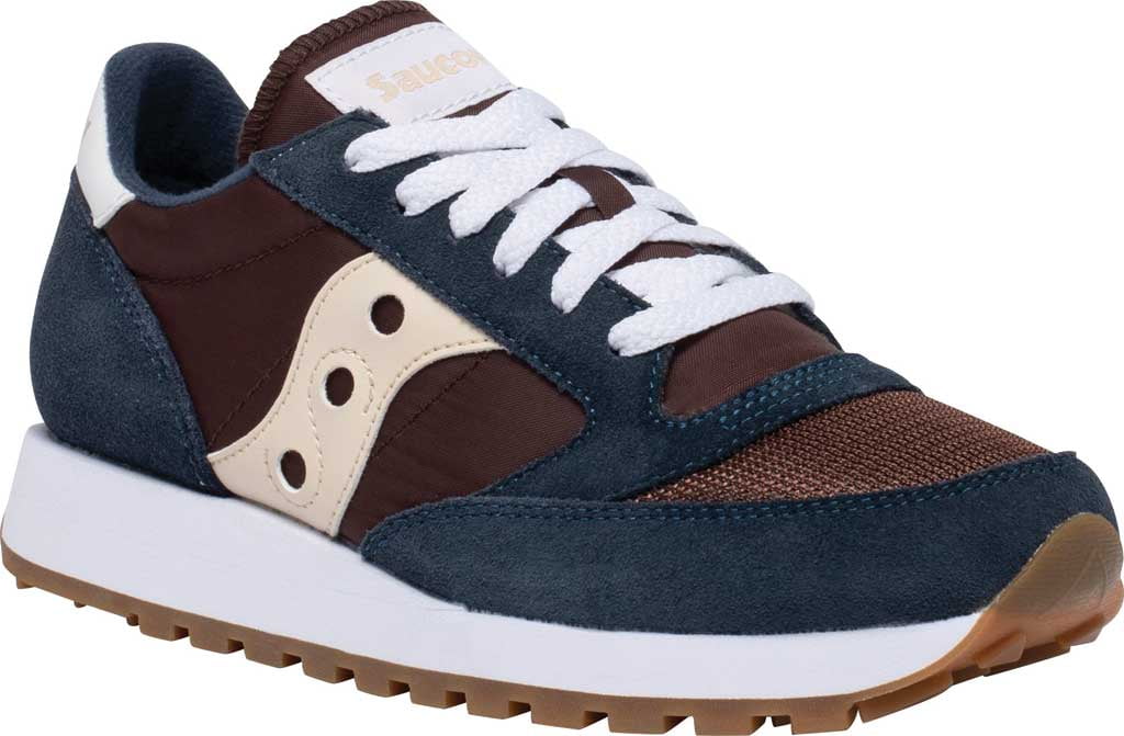 Saucony Jazz Original Women Suede Mesh Trainers In Navy and White Size UK 3-8 