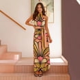 thumbnail image 2 of Women's Retro Abstract Floral Print Halter Maxi Dress Sleeveless Tie Waist Boho Summer Vacation Dress, 2 of 6