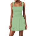 thumbnail image 2 of Women's Square Neck Sleeveless A-Line Mini Dress Ruffle Layered Skater Dress Casual Summer Dress, 2 of 8