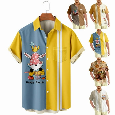 

Easter Unisex Beach Aloha Hawaii Shirts Fashion Breathable Clothing Apparel Plus Size Men