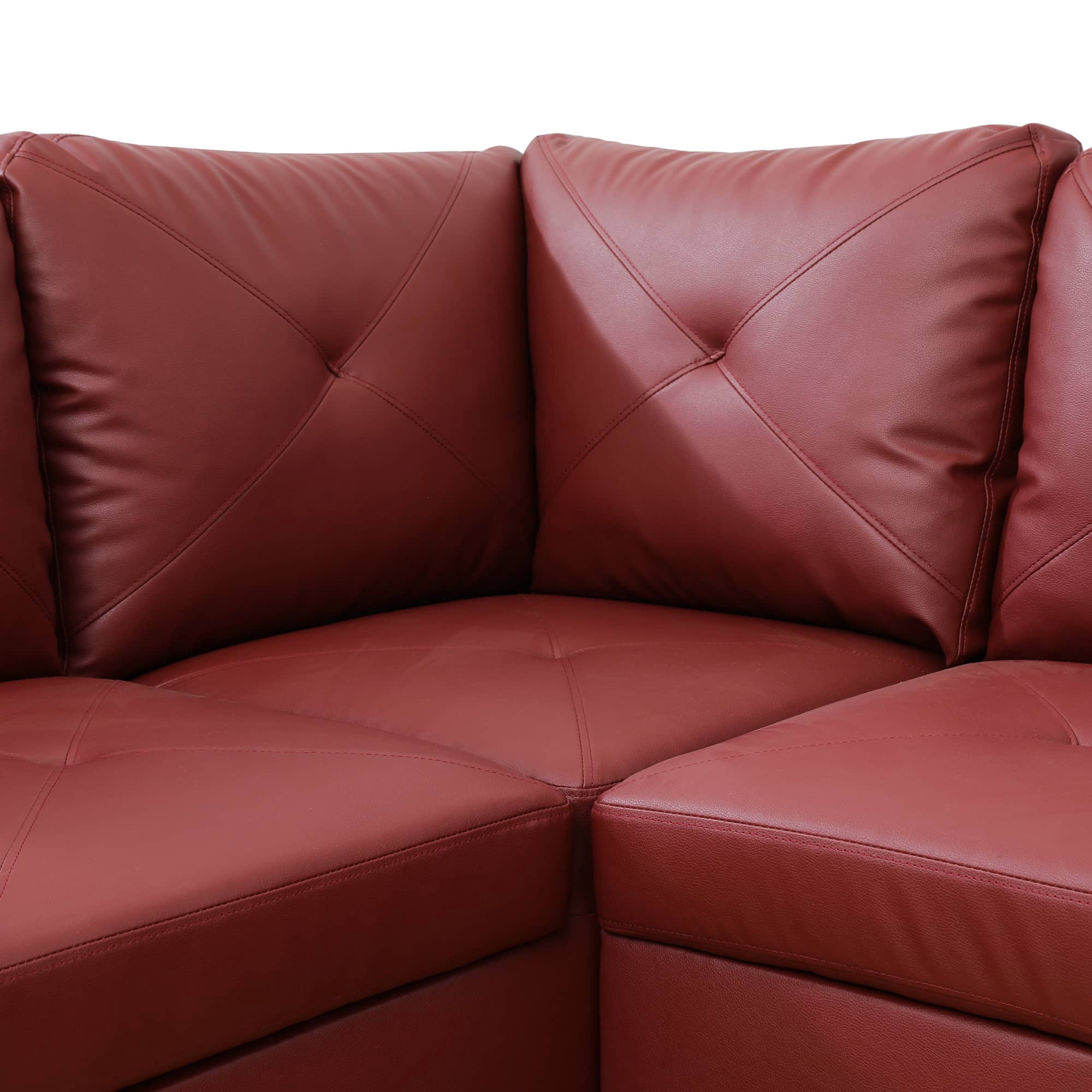 MAYEERTY Faux Leather 3-Piece Couch Living Room Sofa Set，Red