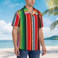 thumbnail image 4 of Hawaiian Shirt for Men - Mexican Serape Blanket Stripes Casual Summer Beach Shirts Mens Short Sleeve Button Shirts, 4 of 7