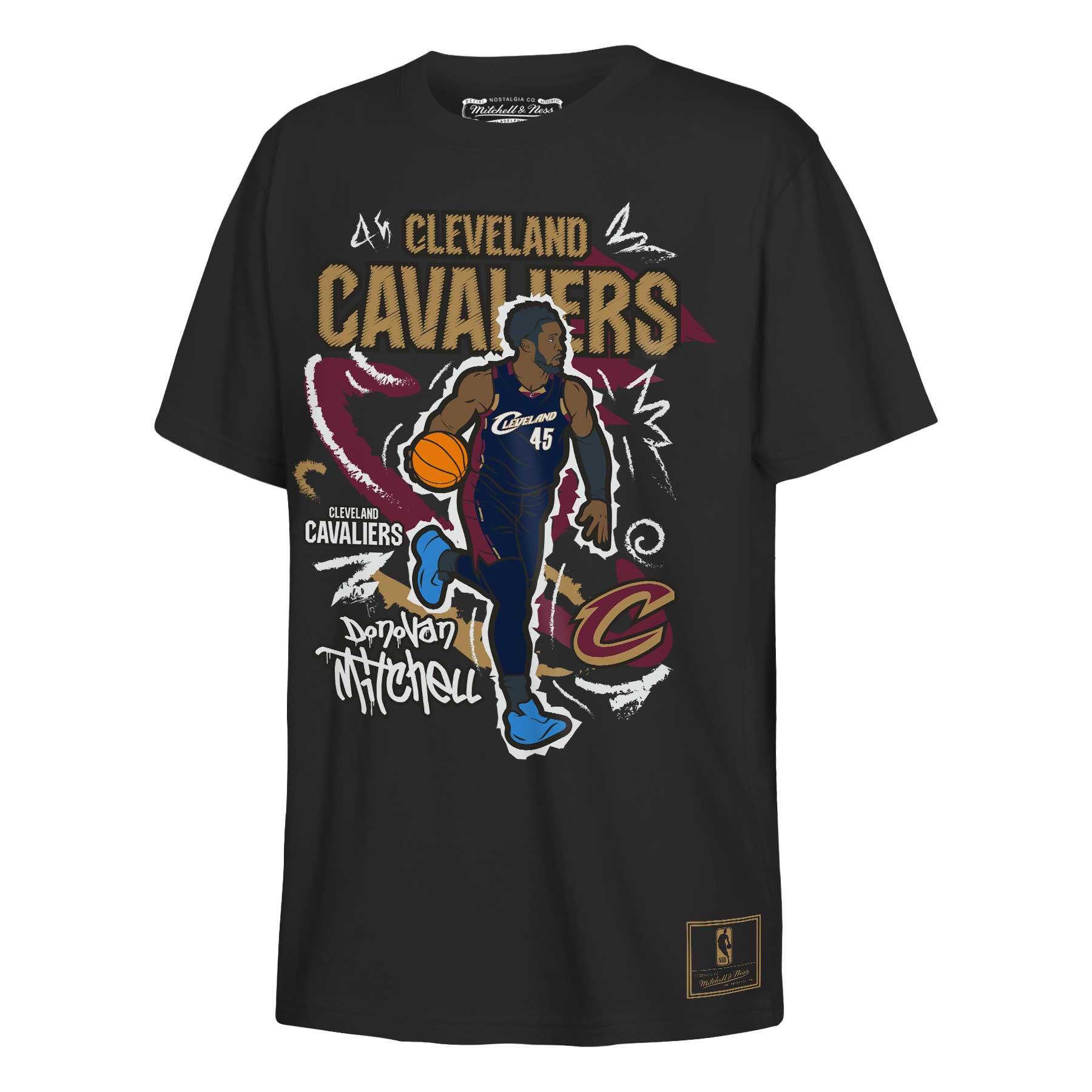 Youth Mitchell & Ness Donovan Mitchell Black Cleveland Cavaliers Chalked Up Player T-Shirt