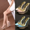 thumbnail image 3 of Women Thick-soled Sandals and Slippers High Transparent Special-shaped Crystal  Waterproof Platform 15CM Wedge-heeled, 3 of 6