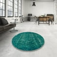 thumbnail image 3 of Ahgly Company Indoor Round Abstract Teal Green Abstract Area Rugs, 5' Round, 3 of 6