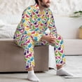 thumbnail image 5 of Salouo Colorful Dinosaurs Print Button-Front Long Sleeve Pajama Set for Men, Soft 2Pjs Men's Long Sleeve Sleepwear -Small, 5 of 7