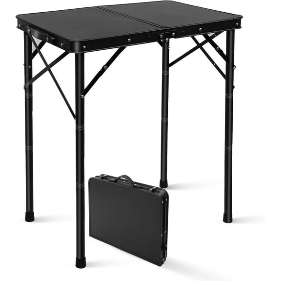 Small Metal Folding Table, Picnic Camping Side Table for Outdoor Garden Patio - Portable Lightweight, Compact & Height Adjustable Grill Stand BBQ