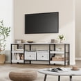 thumbnail image 4 of Mueble de TV industrial para sala de estar – 2 cajones, 5 estantes abiertos, estructura metálica, tablero de madera, para televisores hasta 85 pulgadas – Blanco antiguo, 2 metros, 4 of 7