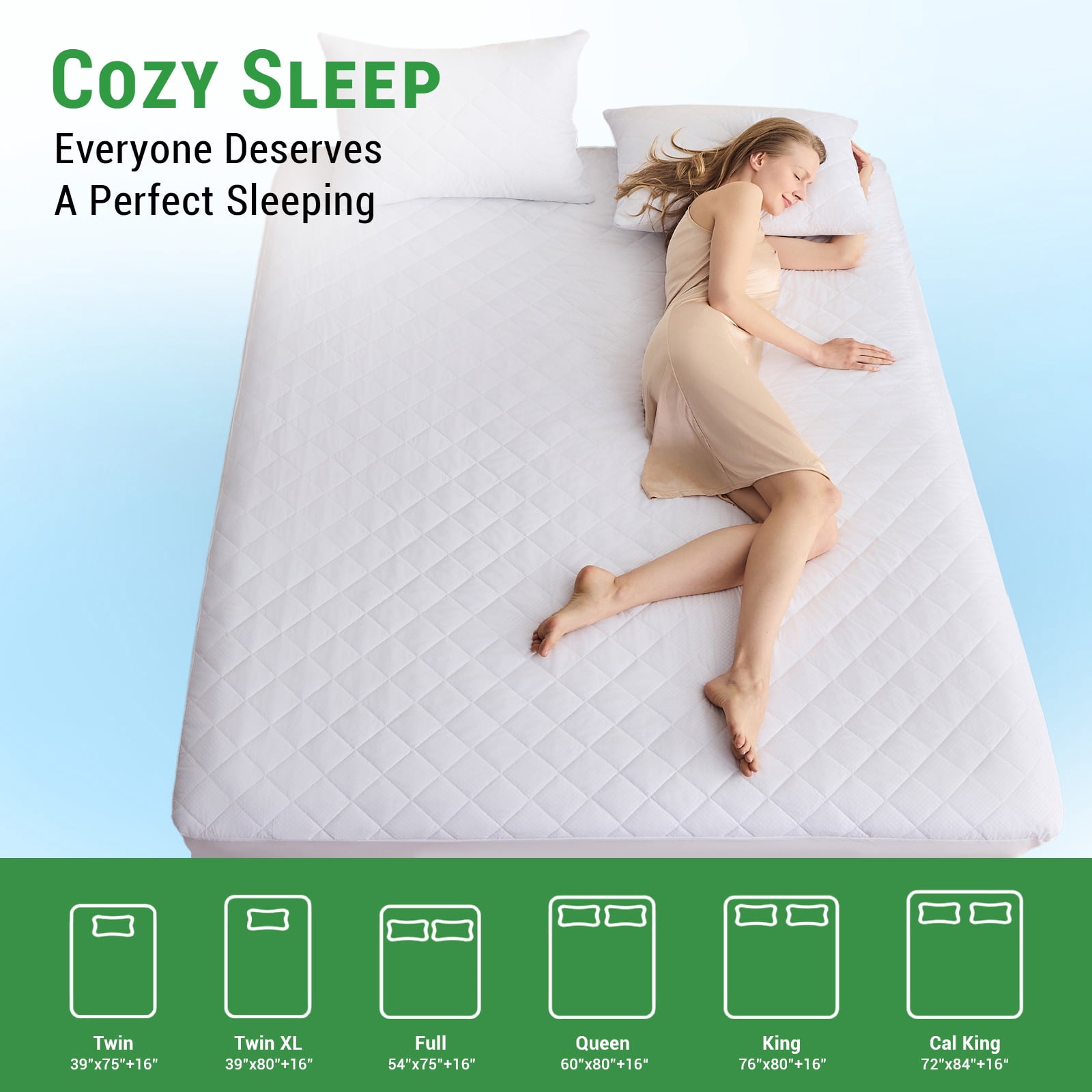 Gogreen Waterproof Mattress Protector, Stretchable Queen Mat