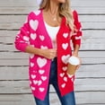 thumbnail image 4 of Amidoa Pink Women's Sweaters Valentines Long Sleeve Cardigan Pockets Long Heart Knit Cardigans for Women Trendy XL, 4 of 9