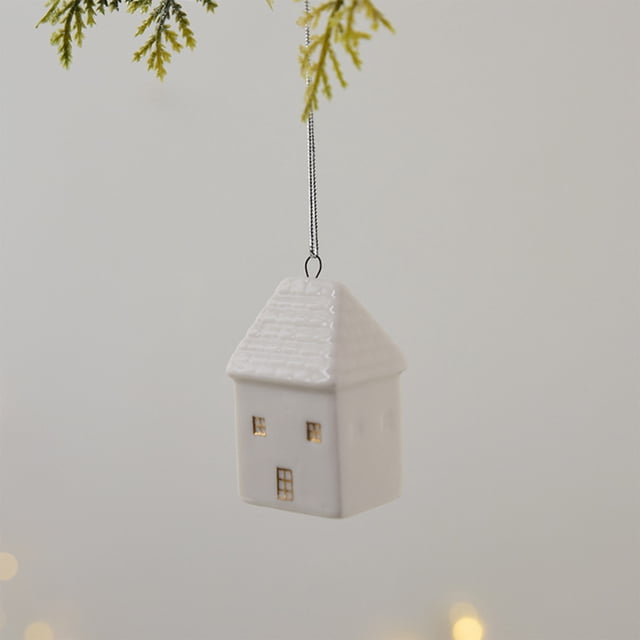 Nordic Ins Ceramic Christmas Decoration Mini House Pendant Tree Decoration Gifts Small Ornaments, Ceramic Mini House Pendant, Christmas Tree Decoration, Nordic Style, Handmade Ornament,